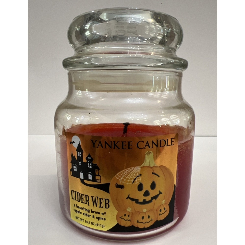 Yankee Candle Cider Web 14.5 oz Medium Jar 2009 Apple Cider‎ Spice USED